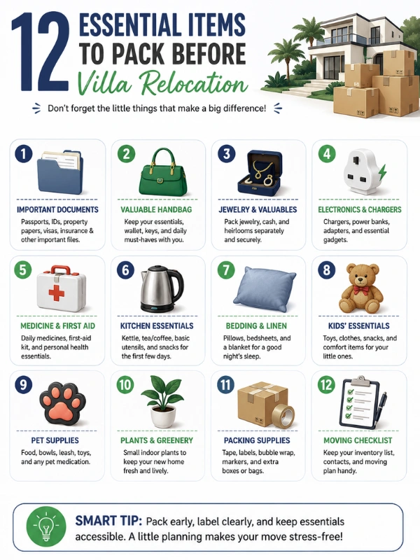 12 Essential Items to Pack Before Villa Relocation