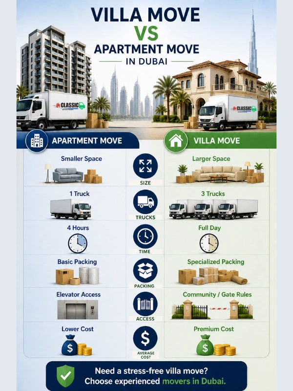 Villa Move vs Apartment Move: Why Villas Need Different Moving Expertise in Dubai